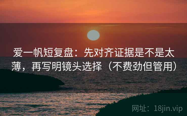 爱一帆短复盘:先对齐证据是不是太薄,再写明镜头选择(不费劲但管用) 爱一帆短复盘:先对齐证据是不是太薄,再写明镜头选择(不费劲但管用)